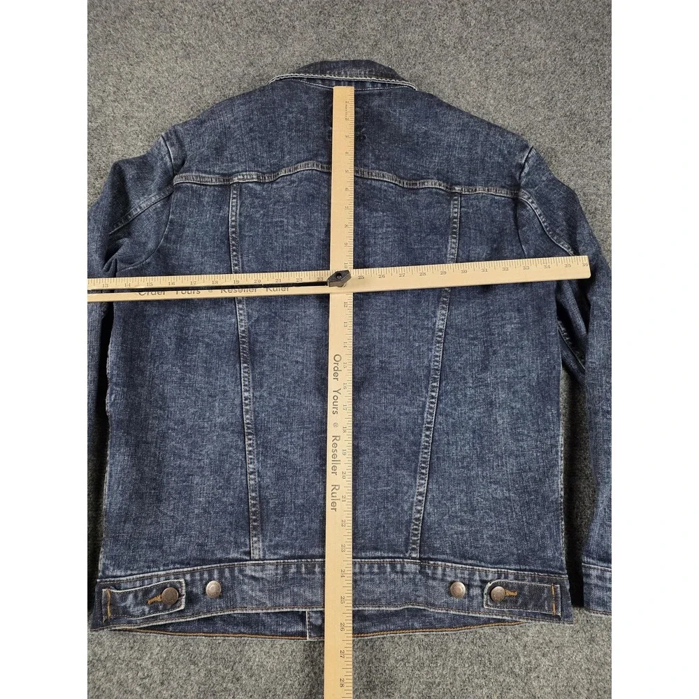 VTG Wrangler Jacket Mens Medium Blue Denim Trucker Button Front Stretch MJM13IA